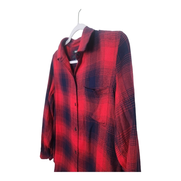 Madewell Classic Fit Soft Plaid Shirt Red Black Size Small Flannel Top Viscose - Picture 2 of 6